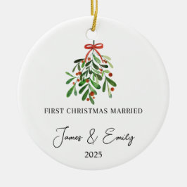 Eerste kerst als getrouwd Ornament, huwelijkscadea Keramisch Ornament