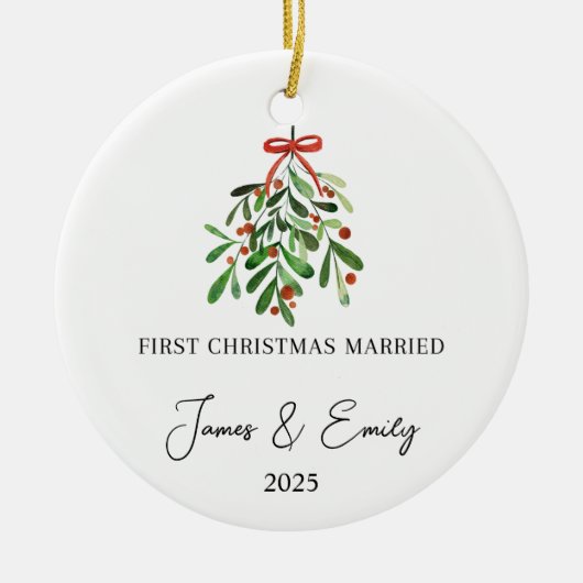 Eerste kerst als getrouwd Ornament, huwelijkscadea Keramisch Ornament (Voorkant)