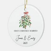 Eerste kerst als getrouwd Ornament, huwelijkscadea Keramisch Ornament (Links)
