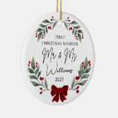 Eerste kerst als getrouwd Ornament, huwelijkscadea Keramisch Ornament (Rechts)