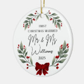 Eerste kerst als getrouwd Ornament, huwelijkscadea Keramisch Ornament (Links)
