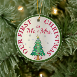 Eerste kerst als getrouwd paar boomornament keramisch ornament