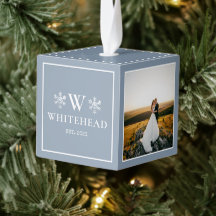 Eerste kerst als getrouwd paar foto stoffig blauwe