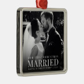 Eerste kerst als getrouwd stel | Aangepaste foto v Metalen Ornament (Rechts)
