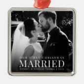 Eerste kerst als getrouwd stel | Aangepaste foto v Metalen Ornament (Voorkant)