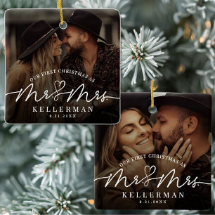 Eerste kerst als getrouwd stel foto keramisch ornament