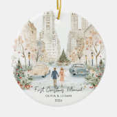 Eerste kerst als getrouwd stel in NYC Keramisch Ornament (Voorkant)