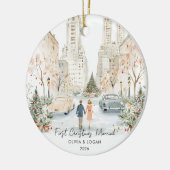 Eerste kerst als getrouwd stel in NYC Keramisch Ornament (Links)