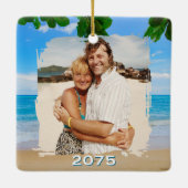 Eerste kerst als getrouwd stel met strandcocktails keramisch ornament (Achterkant)
