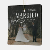 Eerste kerst als getrouwd stel Mijnheer en Mevrouw Keramisch Ornament (Links)