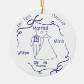 Eerste kerst als getrouwd stel Nieuwgetrouwd Keramisch Ornament (Voorkant)