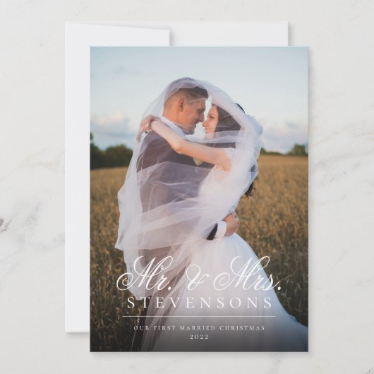 Eerste kerst als getrouwd stel volledige foto feestdagenkaart (Voorkant)