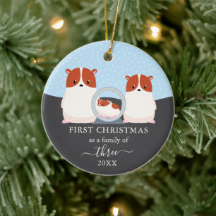 Eerste kerst als gezin van 3 Hamster dier Keramisch Ornament