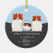 Eerste kerst als gezin van 3 Hamster dier Keramisch Ornament (Voorkant)