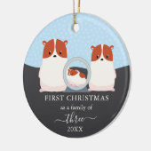 Eerste kerst als gezin van 3 Hamster dier Keramisch Ornament (Links)
