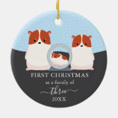 Eerste kerst als gezin van 3 Hamster dier Keramisch Ornament (Achterkant)