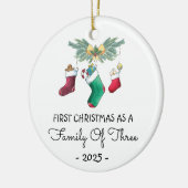 Eerste kerst als gezin van drie 2025 keramisch ornament (Links)