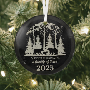 Eerste kerst als gezin van drie 2025 op maat gemaa glas ornament