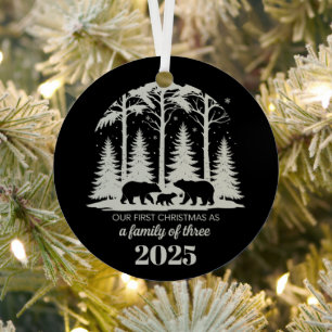 Eerste kerst als gezin van drie 2025 op maat gemaa metalen ornament