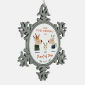 Eerste kerst als gezin van drie tin sneeuwvlok ornament (Links)