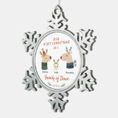 Eerste kerst als gezin van drie tin sneeuwvlok ornament (Rechts)