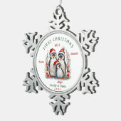 Eerste kerst als gezin van drie tin sneeuwvlok ornament (Rechts)