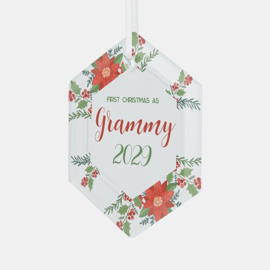 Eerste kerst als Grammy Glas Ornament (Voorkant links)