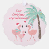 Eerste kerst als grootouder Cute Santa Flamingo Ornament Kaart (Voorkant)