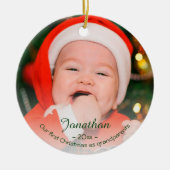 Eerste kerst als grootouders 2025 fotovakantie keramisch ornament (Voorkant)