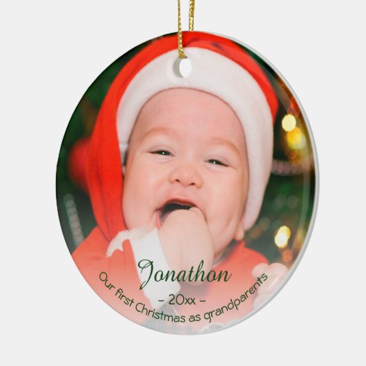 Eerste kerst als grootouders 2025 fotovakantie keramisch ornament (Links)