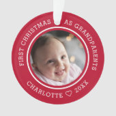 Eerste kerst als grootouders 2 foto rood ornament (voorkant)