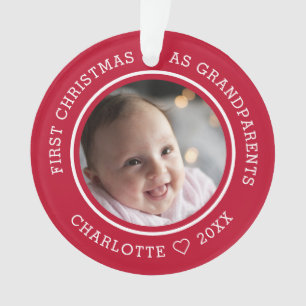 Eerste kerst als grootouders 2 foto rood ornament