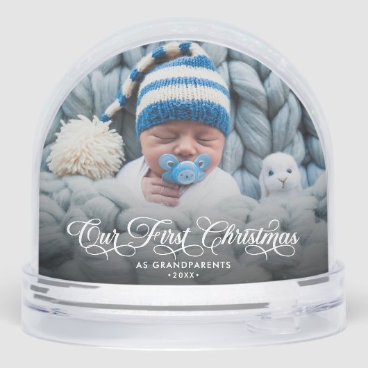 Eerste kerst als grootouders 2-foto sneeuwbol (Achterkant)