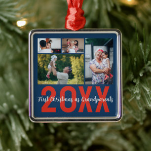 Eerste kerst als grootouders Aangepaste 4 foto Metalen Ornament