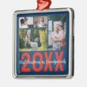 Eerste kerst als grootouders Aangepaste 4 foto Metalen Ornament (Links)
