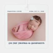 Eerste kerst als grootouders Baby Foto Custom Metalen Ornament (Achterkant)