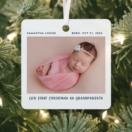 Eerste kerst als grootouders Baby Foto Custom Metalen Ornament (Insitu)