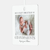 Eerste kerst als grootouders Baby Foto Metalen Ornament (Voorkant links)