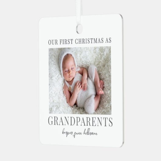 Eerste kerst als grootouders Baby Foto Metalen Ornament (Voorkant links)