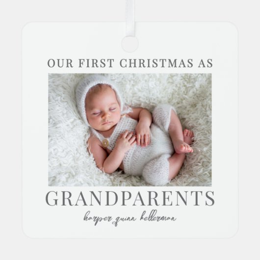 Eerste kerst als grootouders Baby Foto Metalen Ornament (Voorkant)