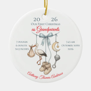 Eerste kerst als grootouders baby statistieken fot keramisch ornament
