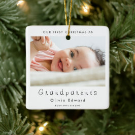 Eerste kerst als grootouders babyfoto keramisch ornament