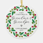 Eerste kerst als grootouders boomdecoratie keramisch ornament (Voorkant)