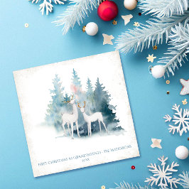 Eerste kerst als grootouders bos herten feestdagenkaart