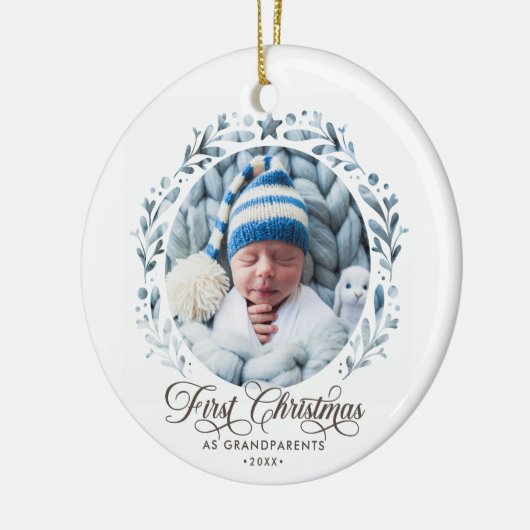 Eerste kerst als grootouders cut-out 2-foto keramisch ornament (Links)