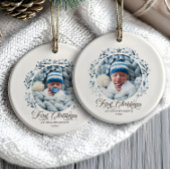 Eerste kerst als grootouders cut-out 2-foto keramisch ornament