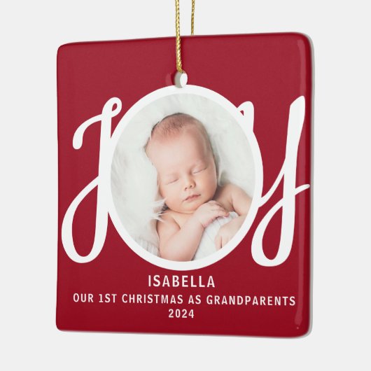 Eerste kerst als grootouders Foto Red Keepsake Keramisch Ornament (Links)
