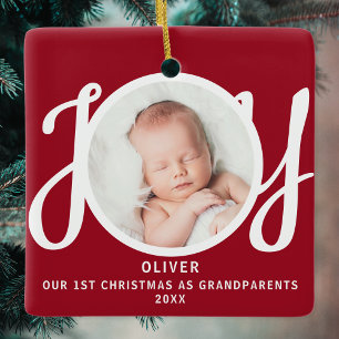 Eerste kerst als grootouders foto rode aandenken keramisch ornament