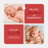 Eerste kerst als grootouders Foto rood Metalen Ornament (Voorkant)