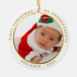 Eerste kerst als grootouders Gouden babyfoto Keramisch Ornament